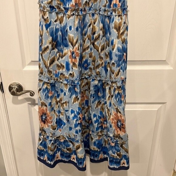 House of Harlow 1960 Zoey ruched flutter sleeve blue floral maxi dress size M - Picture 5 of 10